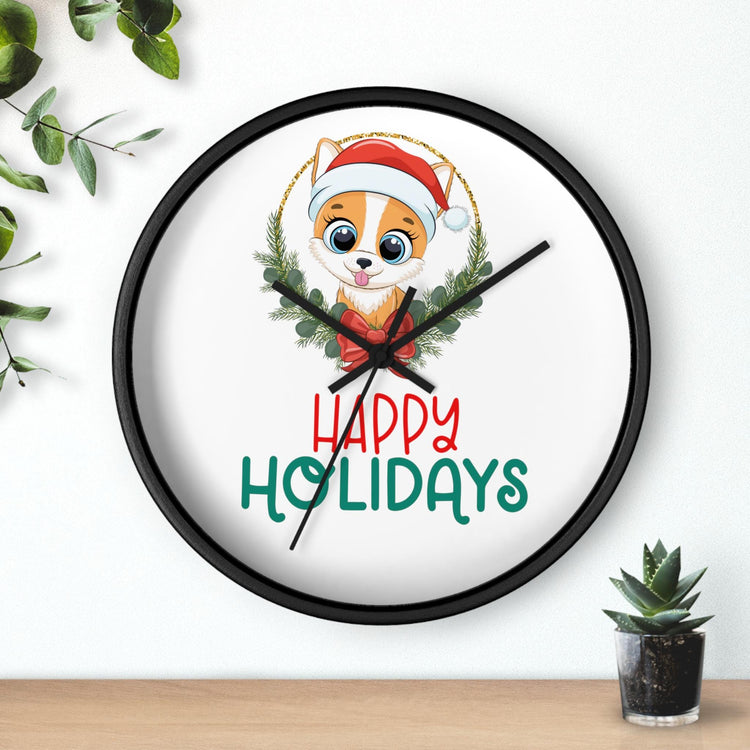Holiday Santa Pet Wall Clock, Kitchen Clock, Xmas Gift, Best Gift, Colleague Gift, Gift for Veterinarian
