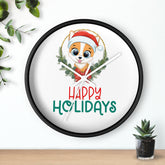 Holiday Santa Pet Wall Clock, Kitchen Clock, Xmas Gift, Best Gift, Colleague Gift, Gift for Veterinarian