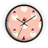 Christmas Wall Clock, Holiday Santa Pattern Clock, Gift for Mom, Xmas Home Decor, All Over Print Wall Art