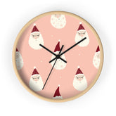 Christmas Wall Clock, Holiday Santa Pattern Clock, Gift for Mom, Xmas Home Decor, All Over Print Wall Art