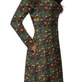 Bohemian Floral Crochet Long Sleeve Midi Dress | All-Over Print | Boho Chic Style