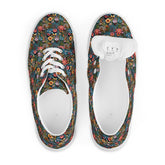 Colorful Floral Pattern Canvas Lace-Up Shoes for Women | Stylish All-Over Print Sneakers | Trendy Floral Footwear
