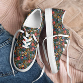 Colorful Floral Pattern Canvas Lace-Up Shoes for Women | Stylish All-Over Print Sneakers | Trendy Floral Footwear