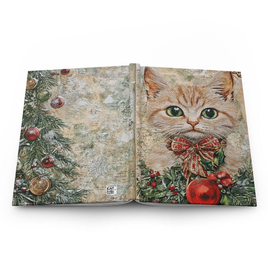 Christmas Cat Journal, Holiday Notebook, Festive Writing Gifts, Cat Lover&