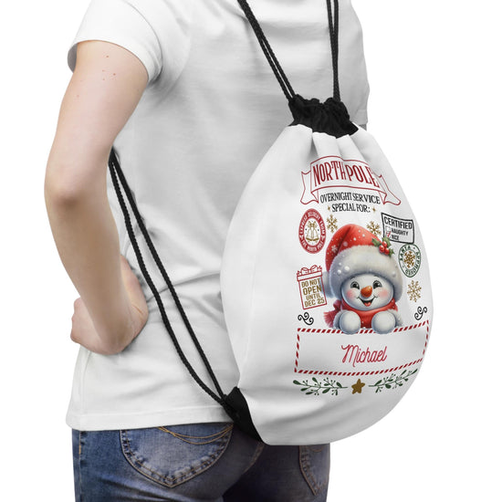Bolsa con cordón personalizada del Polo Norte, bonito regalo de Navidad, almacenamiento para fiestas, bolsa de Papá Noel para niños, accesorio para el paraíso invernal