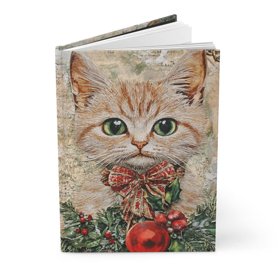 Christmas Cat Journal, Holiday Notebook, Festive Writing Gifts, Cat Lover&