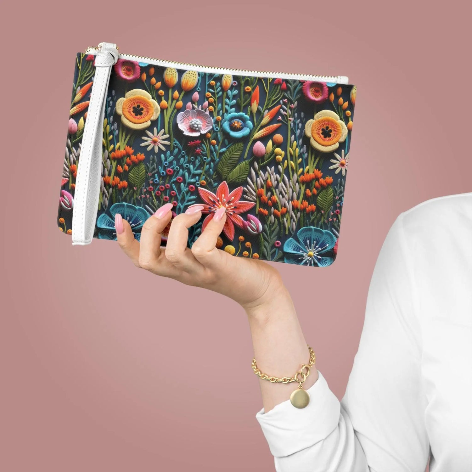 Floral Clutch Bag, Colorful Makeup Pouch, Gift for Her, Woman&