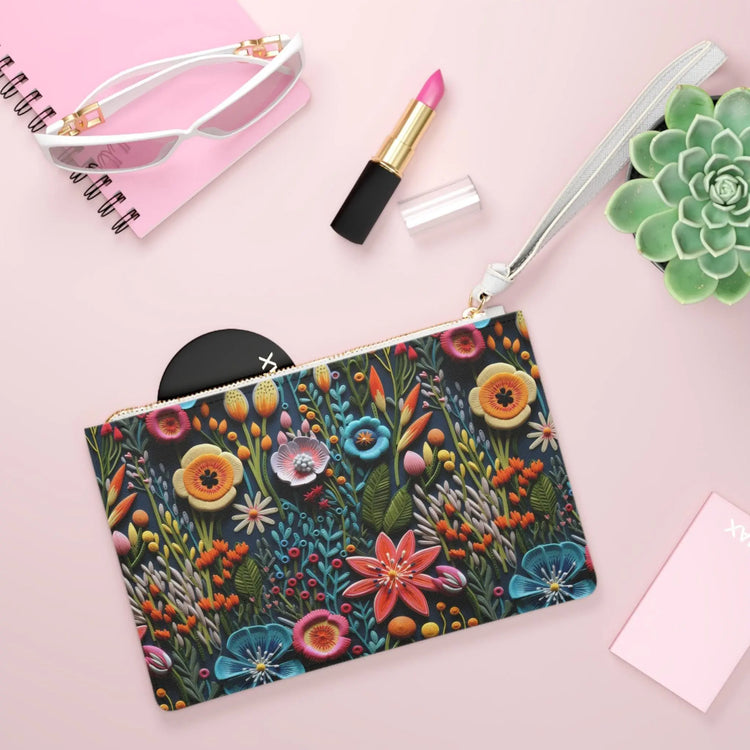 Floral Clutch Bag, Colorful Makeup Pouch, Gift for Her, Woman&