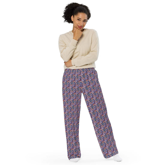 Delicioso sueño floral: pantalones de pijama casuales con estampado integral para mujer