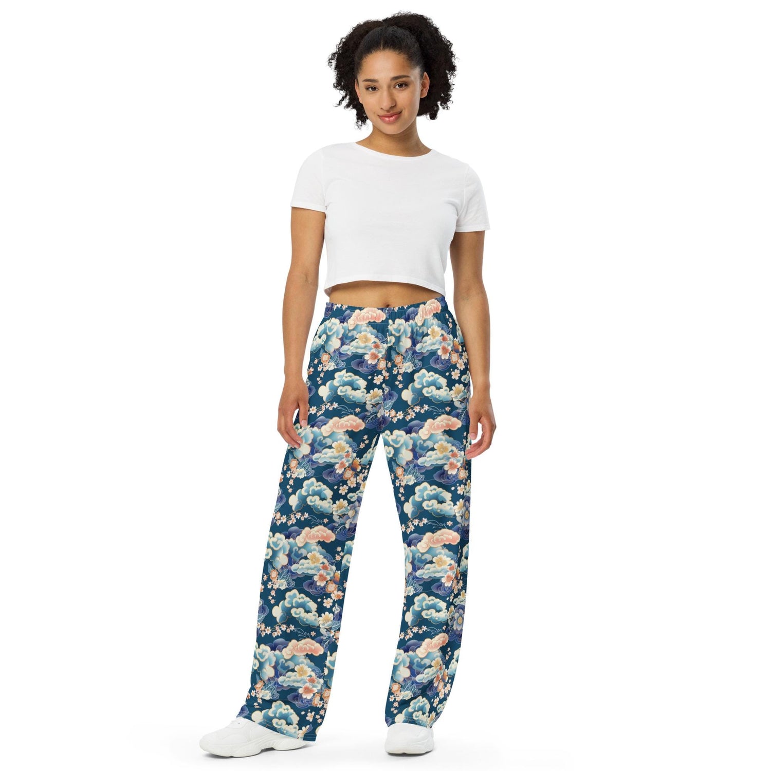 Chinoiserie Delight: Unisex Wide-Leg Relaxed Style Pants – All-Over Print
