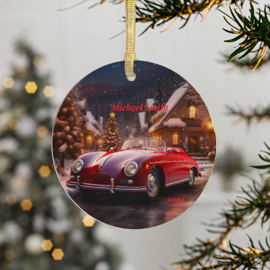 Personalized Acrylic Ornament - Vintage Car Holiday Decor, Custom Name Christmas Gift, Family Keepsake, Festive Home Decoration, 2024 Memory