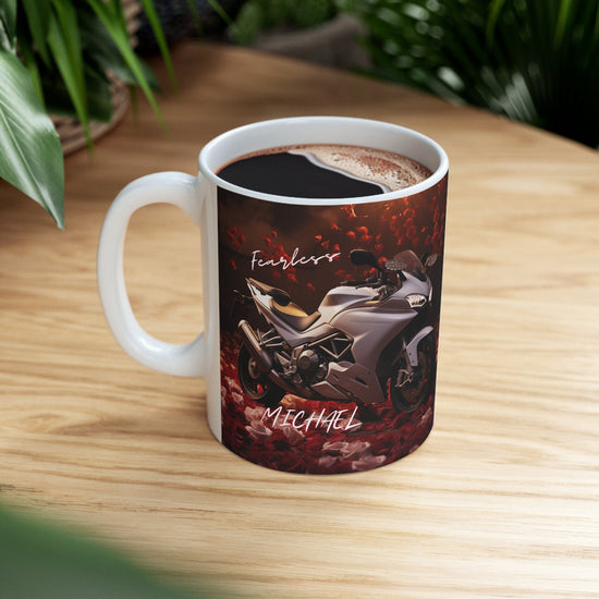 Ceramic Mug 11oz, Personalized Ducati motorcycle stylish BPA lead free coffee  tea beverage drinking ceramic cup for Bike lover and ryder.
