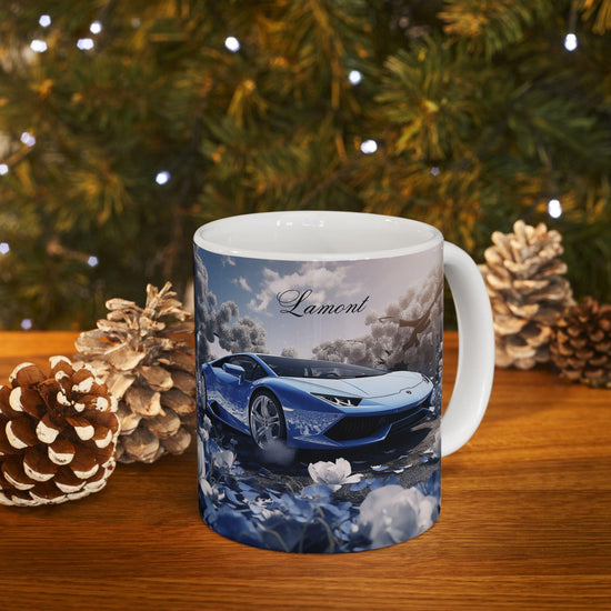 Blue Lamborghini Personalized Ceramic Mug 11oz, Exotic Car Luxury Design for Special someone Mug, Luxury Kitchen Decor, Fancy Coffee Mug