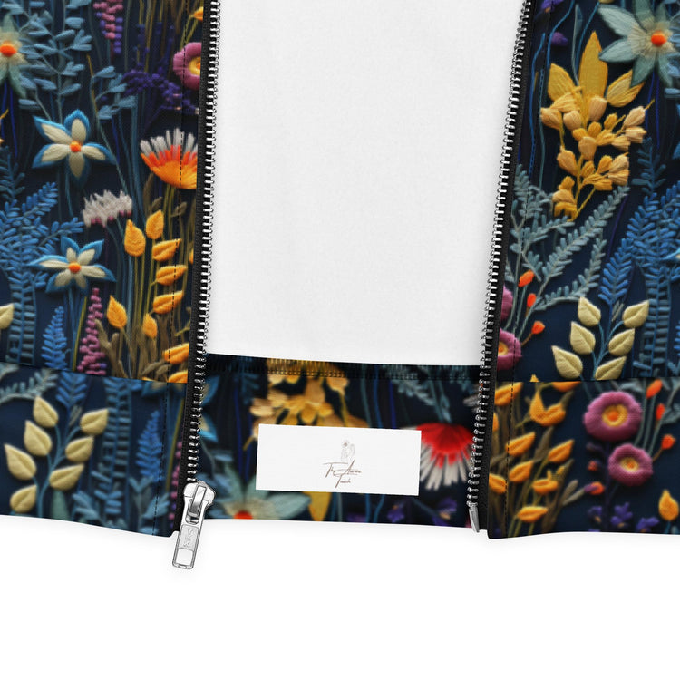 Unique Floral Pattern Stylish Bomber Jacket – All-Over Print 3D Threaded Design, Casual & Evening Wear, Trendy Floral Bomber, Perfect Gift