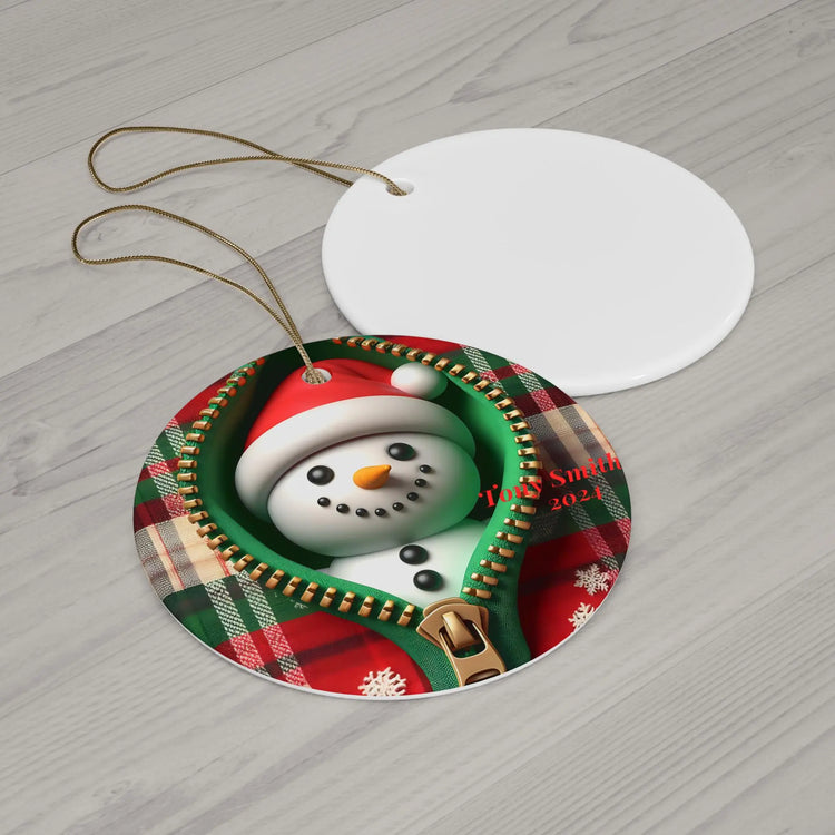 Personalized Snowman Ceramic Ornament, Holiday Decoration, Christmas Gift, Winter Keepsake, Customizable Gift Tag The Aurora Touch