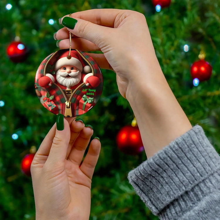 Personalized Santa Ceramic Ornament - Holiday Decor for Christmas, Gifts, Home Decoration, Tree Ornaments, 2024 Memories The Aurora Touch