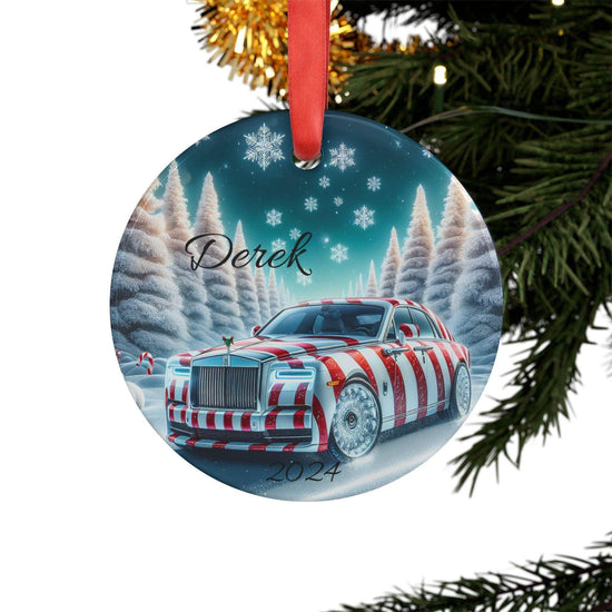 Personalized Acrylic Christmas Ornament, Custom Holiday Decor, Custom Name Ornament, Unique Tree Decoration, Rolls Royce Ornament