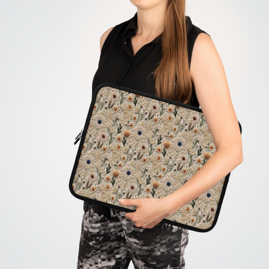 Floral Laptop Sleeve, Nature-Inspired Tech Case, Perfect Gift for Students, Eco-Friendly Accessory, Laptop Bag for Travel, Mother&