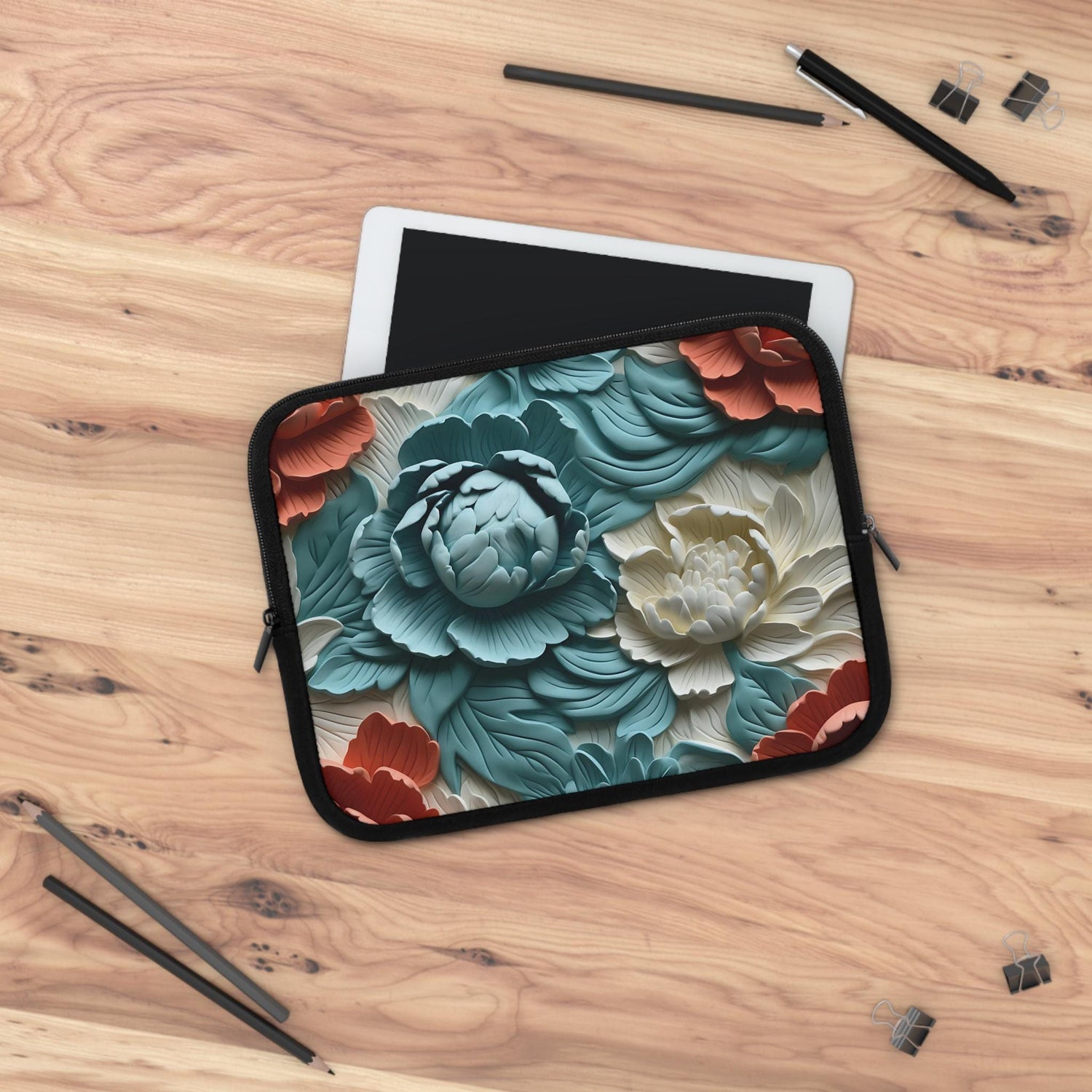 Floral Laptop Sleeve- Stylish Tech Accessory for Home, Office or Travel, Perfect Gift for Students or Professionals, 3D Vibrant Nature