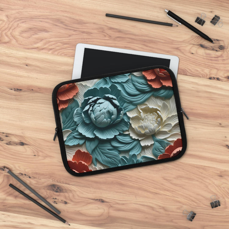 Floral Laptop Sleeve- Stylish Tech Accessory for Home, Office or Travel, Perfect Gift for Students or Professionals, 3D Vibrant Nature