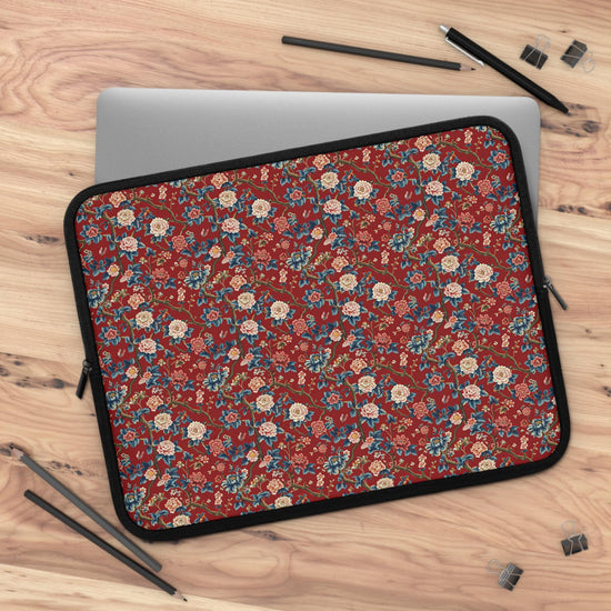 Bohemian Floral Laptop Sleeve, Chinioise Stylish Tech Organizer, Gift for Students, Work & Travel Accessory, Computer Case