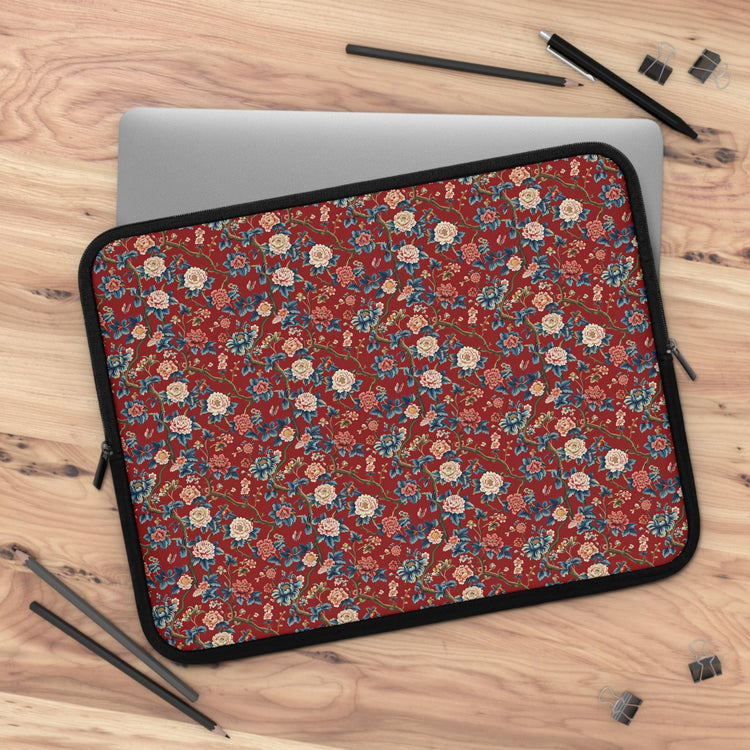 Bohemian Floral Laptop Sleeve, Chinioise Stylish Tech Organizer, Gift for Students, Work & Travel Accessory, Computer Case