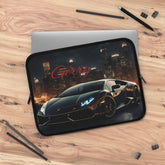 Personalized Car Lover Laptop Sleeve, Cool Tech Accessory, Perfect Gift for Him, Black Lamborghini, Car Enthusiast
