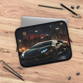 Personalized Car Lover Laptop Sleeve, Cool Tech Accessory, Perfect Gift for Him, Black Lamborghini, Car Enthusiast