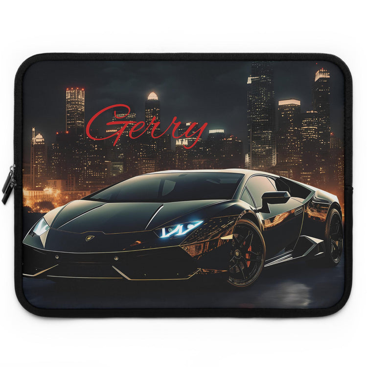 Personalized Car Lover Laptop Sleeve, Cool Tech Accessory, Perfect Gift for Him, Black Lamborghini, Car Enthusiast