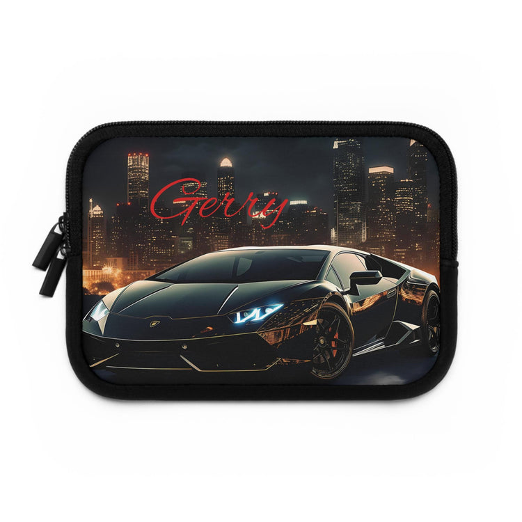 Personalized Car Lover Laptop Sleeve, Cool Tech Accessory, Perfect Gift for Him, Black Lamborghini, Car Enthusiast