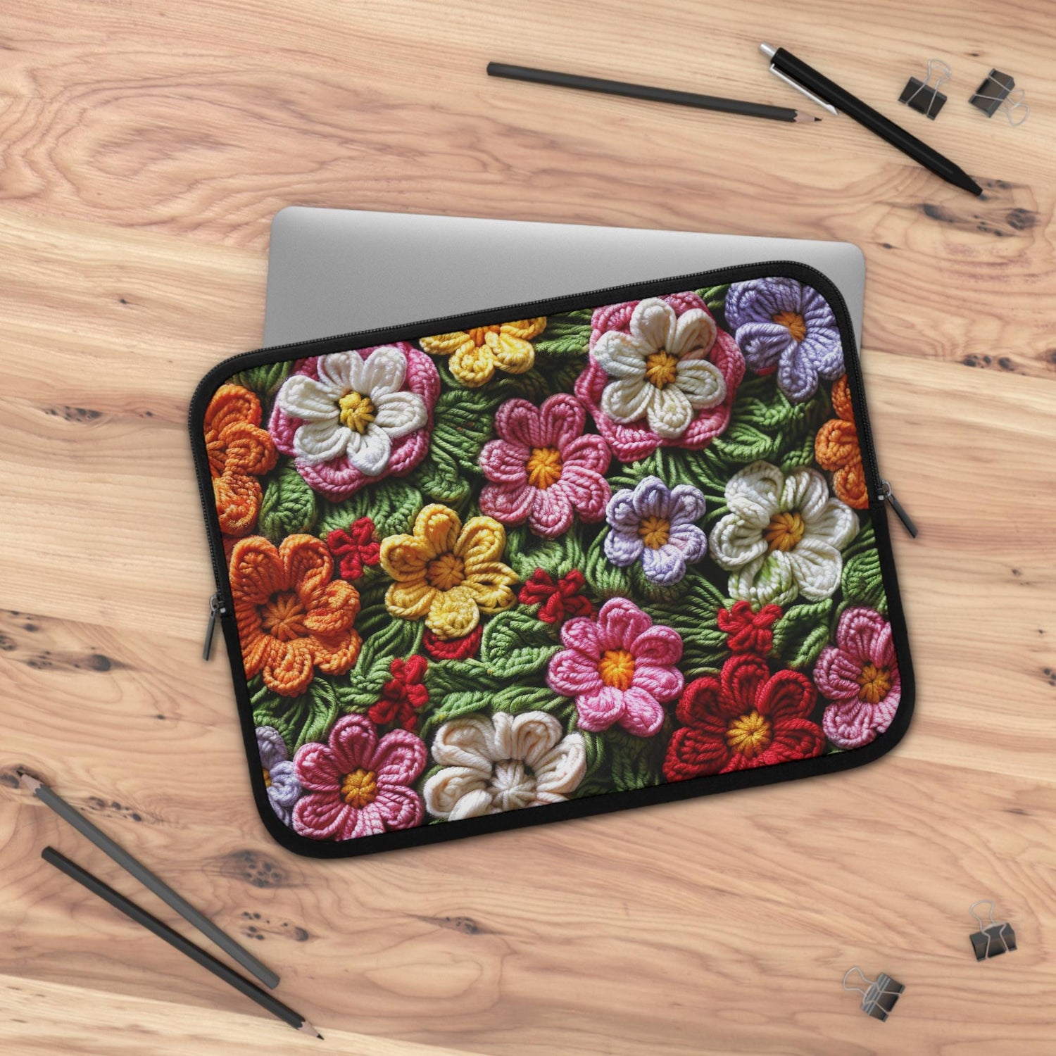 Floral 3D Embroidered Laptop Sleeve, Stylish Tech Case, Laptop Bag, Gift for Her, Cute Computer Sleeve, Spring Accessories