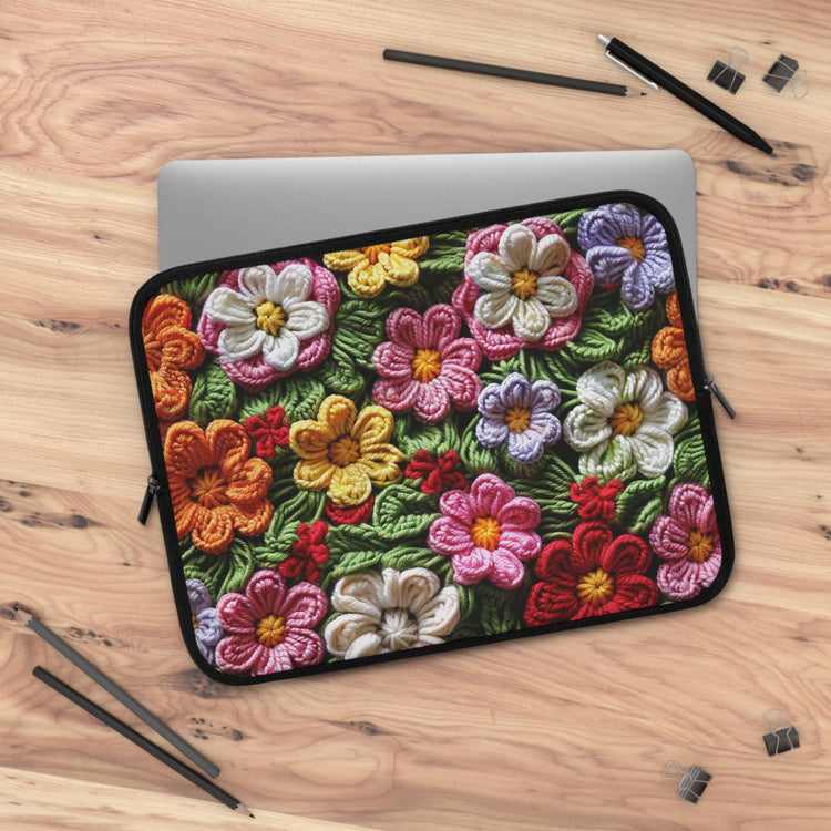 Floral 3D Embroidered Laptop Sleeve, Stylish Tech Case, Laptop Bag, Gift for Her, Cute Computer Sleeve, Spring Accessories