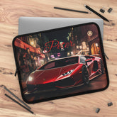 Sports Car Laptop Sleeve - Personalized Tech Case, Gift for Car Lovers, Custom Laptop Bag, Unique Present for Him, Red Lamborghini Design