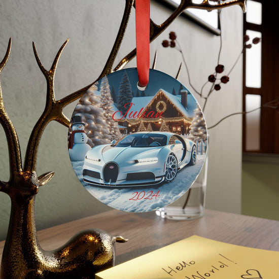 Personalized Bugatti Christmas Ornament, Custom Holiday Decor, Keepsake Gift for Car Lovers, Unique Tree Decoration, 2024 Memory