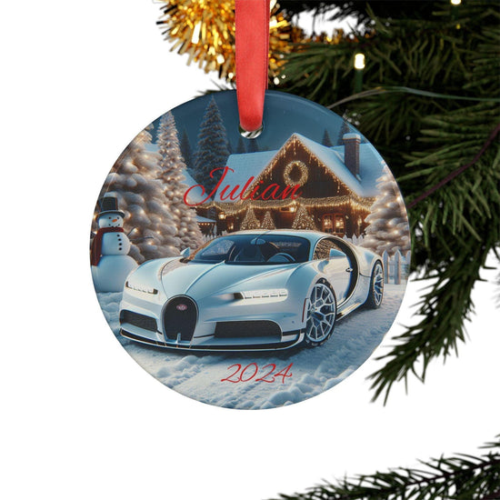Personalized Bugatti Christmas Ornament, Custom Holiday Decor, Keepsake Gift for Car Lovers, Unique Tree Decoration, 2024 Memory