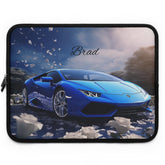 Personalized Car Lover Laptop Sleeve - Automotive Gift, Custom Tech Case, Stylish Computer Bag, Unique Present for Him, Blue Lamborghini