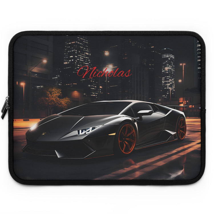 Personalized Black Lamborghini Laptop Sleeve, Custom Tech Case, Gamer Gift, Online Class Accessory, Back to School