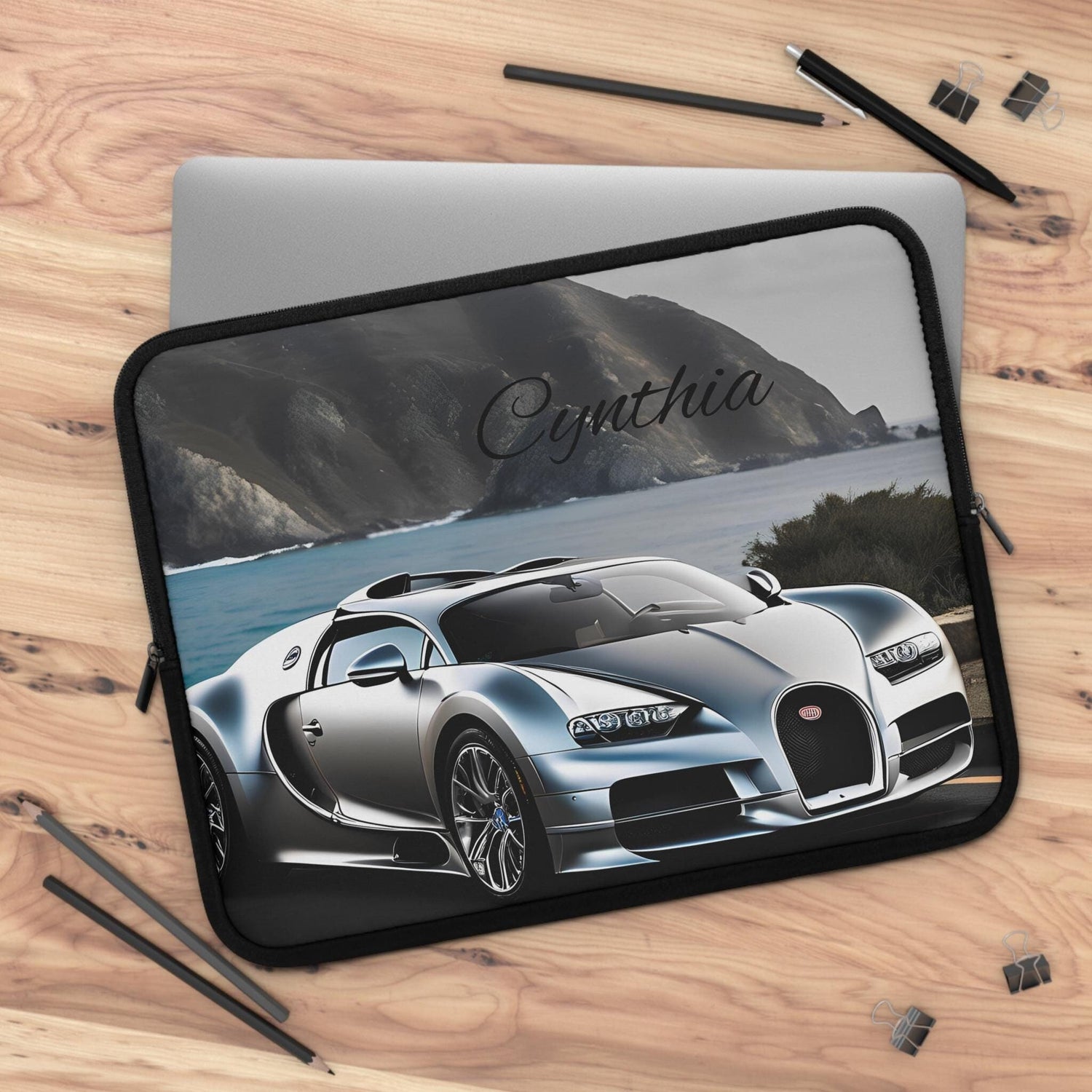 Custom Bugatti Laptop Sleeve, Personalized Tech Case, Car Lovers Gift, Travel Accessory, Unique Design