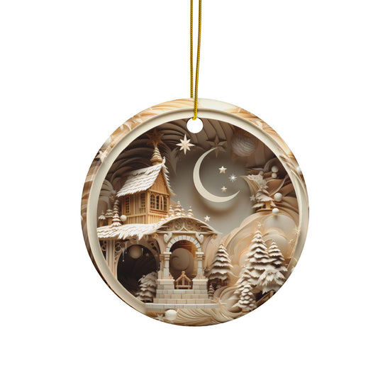 Whimsical Ceramic Ornaments - Perfect for Christmas Decor, Holiday Gifts, Tree Decorations, Winter Wonderland, Double-Sided