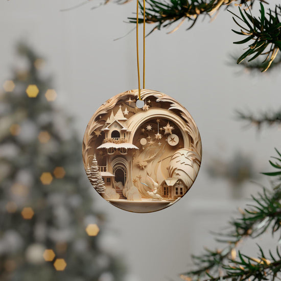 Whimsical Ceramic Ornaments - Perfect for Christmas Decor, Holiday Gifts, Tree Decorations, Winter Wonderland, Double-Sided