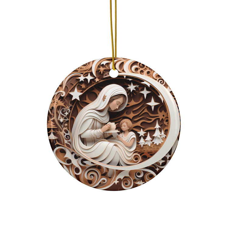 Handcrafted Ceramic Ornaments - 2-Sided Christmas Decor, Family Keepsake, Holiday Gift, Nativity Design