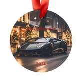 Personalized Car Lover Ornament, Christmas Decoration, Custom Gift for Him, Holiday Keepsake, Auto Enthusiast Decor, Black Lamborghini The Aurora Touch