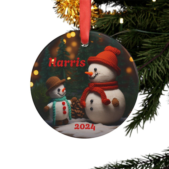 Adorno navideño acrílico personalizado, decoración navideña, adorno de muñeco de nieve, regalo familiar, regalo personalizado 2024