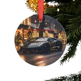 Personalized Car Lover Ornament, Christmas Decoration, Custom Gift for Him, Holiday Keepsake, Auto Enthusiast Decor, Black Lamborghini The Aurora Touch
