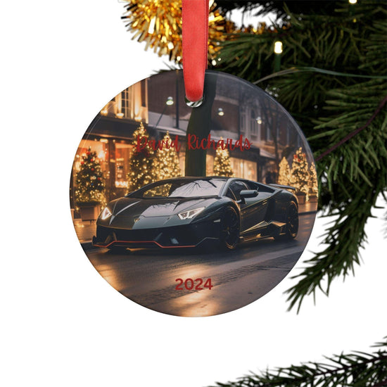 Personalized Car Lover Ornament, Christmas Decoration, Custom Gift for Him, Holiday Keepsake, Auto Enthusiast Decor, Black Lamborghini