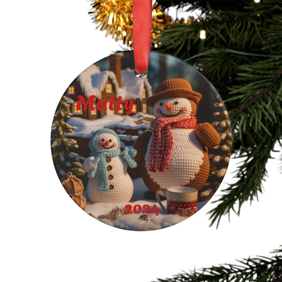 Adorno acrílico de muñeco de nieve personalizado, decoración navideña, recuerdo de Navidad, regalo familiar, decoración de invierno, decoración personalizable