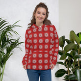 Festive Red Snowflake Design Hoodie – Cozy Xmas Holiday Sweatshirt for Women