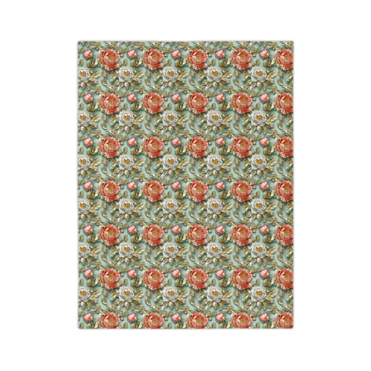 Vintage Floral Velveteen Blanket | Cozy Home Decor, Gift for Her, Bedroom Throw, Elegant Picnic Blanket, Art Print