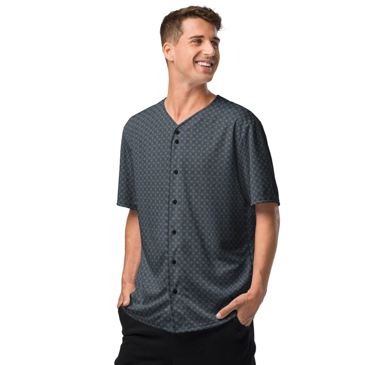 Men’s Geometrical Recycled Baseball Jersey – Eco-Friendly Athletic Wear with Relaxing Casual Stylish Design