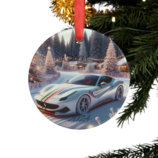 Personalized Christmas Acrylic Ornament, Holiday Decoration for Car Lovers, Custom Holiday Gift, Xmas Keepsake, Ferrari Ornament